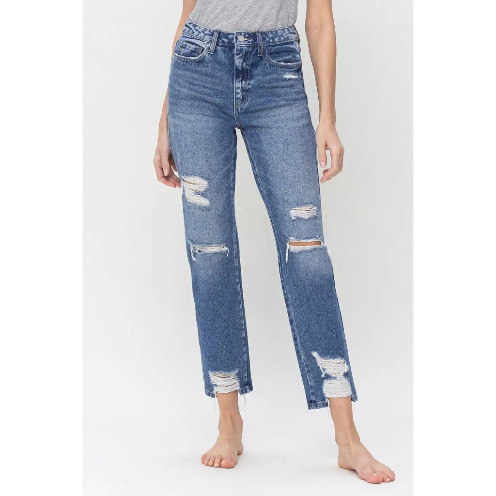 Nwt Ultra High Rise Straight Leg Distressed Jeans